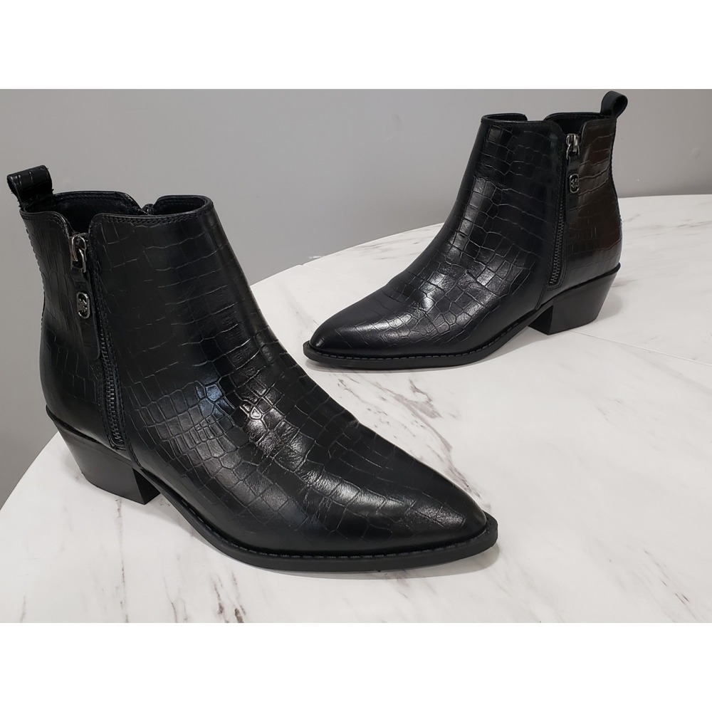 Lucky Brand Boots CROC Size 8‎ BLACK LK-AILEIN Suede Ankle Booties Block Heel